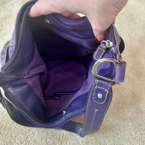 Terra Purple Genuine Leather Shoulder Purse - Picture 7 of 10
